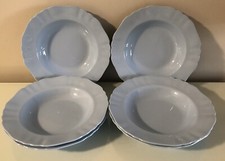 J&G Meakin Glamour Celeste Powder Blue Rimmed Soup/ Dessert/Cereal Bowls/Dishes