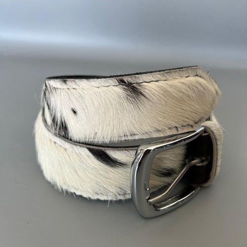 Genuine black white cowhide - white,