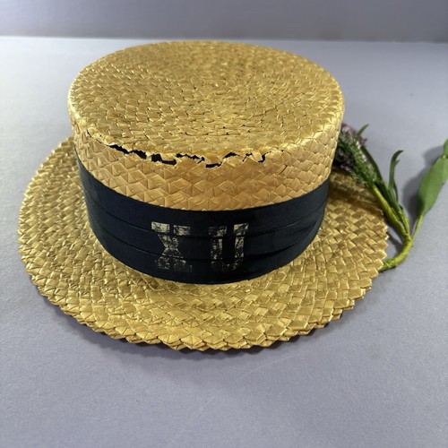 Vtg straw boater hat 1930 - boater,