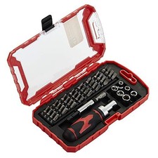 Amazon Basics Magnetic Ratchet Screwdriver Set – Black/Red