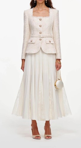 Self portrait cream midi - midi, dress