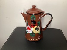Polish Trade Mark Vintage Brown Enamel Coffee Pot Barge Ware 