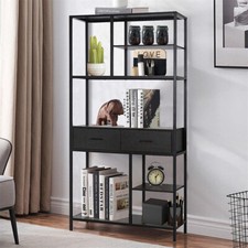 Extra Large Bookshelf Industrial 5Tier Etagere Bookcase Side Cabinet Living Room
