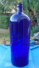 Huge 1 Gallon / 180oz Cobalt Blue Chemists Medicine or Poison Bottle c1910-20