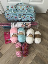 Loom Knitting & Crochet Bundle With x6 Yarn Wools And Knitting Storage Bag