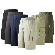 Mens 3/4 Length Shorts Cotton Cargo Combat Summer Holiday Pants Elasticated