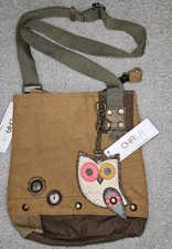 New Chala Patch Cross body Owl HandBag Canvas Messenger 