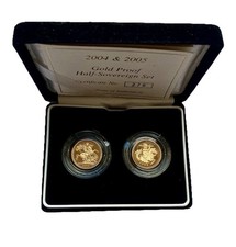 2004/2005 GOLD PROOF  HALF SOVEREIGNS RARE ROYAL MINT SET