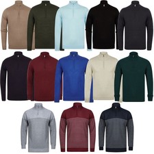 Men's Jumper Funnel Neck Half Zip Knitted Sweater Pullover Kensington Eastside
