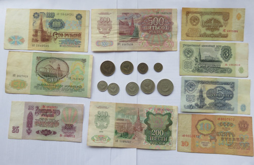 Set coins and banknotes of - coins,