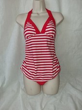 Gorgeous red striped MATALAN maternity swimming bathing costume suit size 8