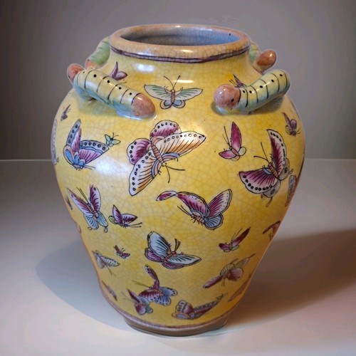 C1950 chinese butterfly vase - butterfly,