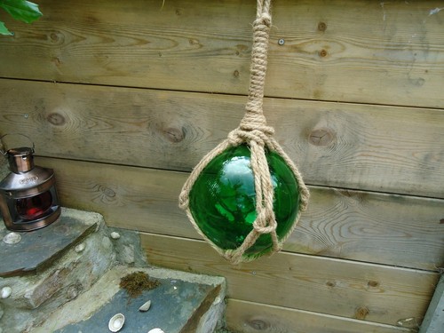 Large green glass - green, boat