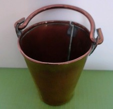 Small Copper Bucket, Handmade, Old Copper Coin Base 6cm Tall