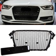 Fits Audi A4 S4 2012-2015 Front Main Grille Gloss Honeycomb RS4 Look Badgeless