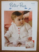 Peter Pan 4 Ply Knit Pattern P1034: Baby's Coat, Bonnet, Mitts, Shoes: 18-20"