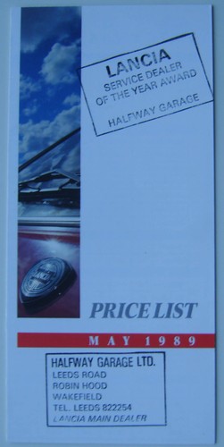 Lancia price list 1989 - price, may
