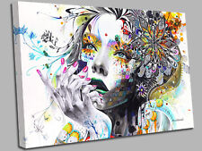Modern Art Girl Flowers Canvas