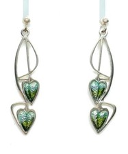 Rare Vintage PAT CHENEY Leaf Design Sterling Silver Enamel Earrings