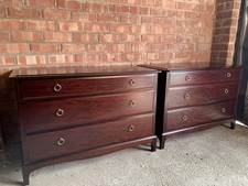 2 x Stag Minstrel Pair of  Mahogany 3 Drawer Wide Chest of Drawers Bedside Table
