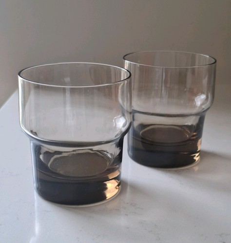 Smoked glass tumblers - tumblers, retro