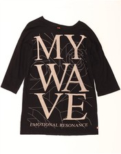 HUGO BOSS Womens Graphic 3/4 Sleeve T-Shirt Dress UK 14 Medium Black CX78