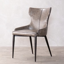 GREY FAUX LEATHER DINING CHAIR