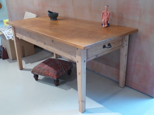 Refectory table with solid - , elm