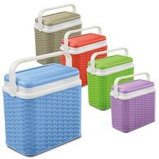 10 Litre Rattan Design Small Cooler Box Camping Beach Picnic Travel 1 Ice Pack