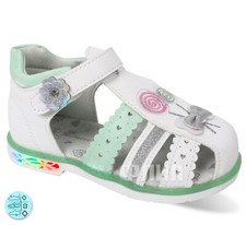 Light up GIRLS SANDALS shoes LEATHER insole LED Flashing 3-7UK BABY OCCASION