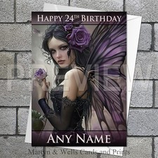 Goth Fairy birthday card. 5x7