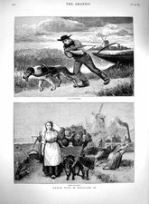 Original Old Antique Print