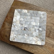 Vintage Mosaic Mother of Pearl Trinket Tray Dish Decorative Plate