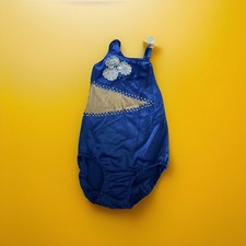 Girls Royal Blue Costume Baton Twirling Leotard Age 9-10 Years Gymnastic Flower