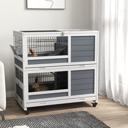 Pawhut rabbit hutch - hutch,, indoor