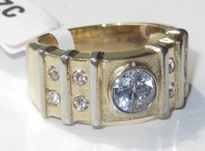 Mens gold ring cz signet pinky