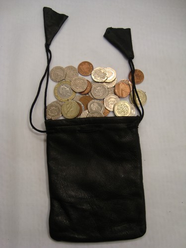 Soft leather drawstring - leather, pouch