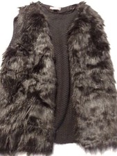 Ladies Gilet Primark Size L Fur Trim Black 18295