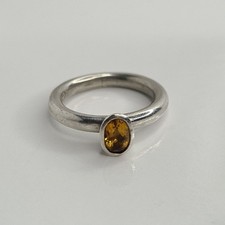 Dower and Hall Sterling Silver Yellow Citrine Ring Size i 1/2Hallmarked 925 039J