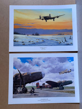 2 x RAF Halifax Bomber Aviation Art prints aircraft Based at Yorkshire airfields