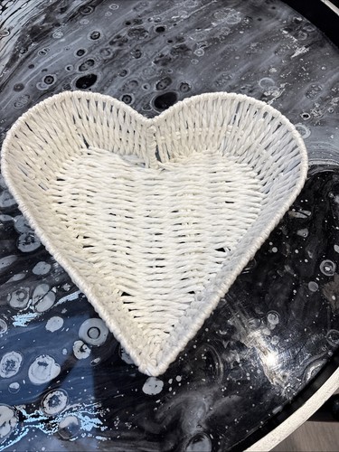 White heart shaped - heart, woven