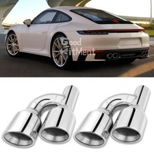2X 2.5" Inlet 4" Outlet 11.25" Dual Exhaust Tips Double Wall For Porsche 911