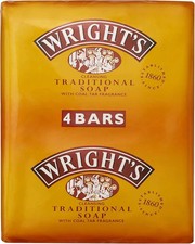 Wright's Coal Tar Soap 4 Bars, for skin cleansing, suitable for all skin types