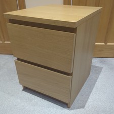IKEA Malm Brown 2 Drawer Bedside Table Cabinet - 48 Dx 40W x 55T cm