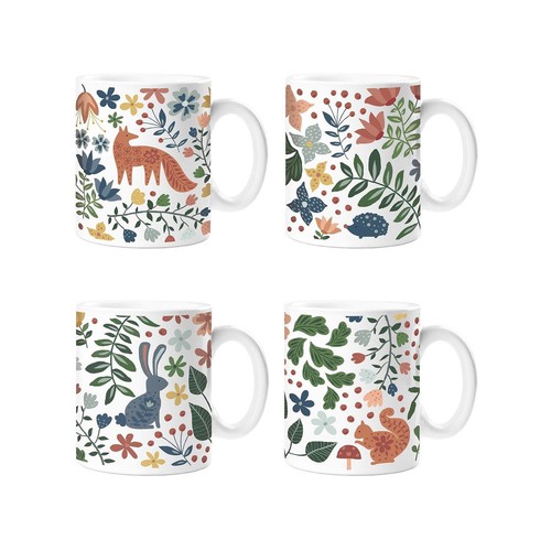 Set woodland themed - 4, mugs
