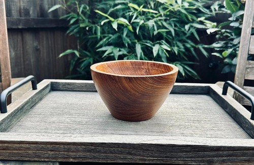 Vintage turned teak wood - teak, bowl