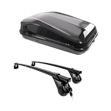 Heavy Duty Steel Lockable Roof Bars & Roof Box 420L for Renault Scenic 1999-2003