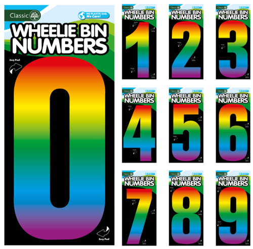 Rainbow wheelie bin - rainbow, numbers