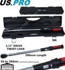US PRO Tools 1/2" dr Torque Wrench 50 - 350nm Socket Ratchet Twist-Lock NEW 6923
