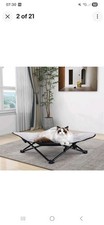 Raised Dog CAT Bed Elevated Dog CAT Bed Folding Dog Camping Bed, Grey 70*70*20cm